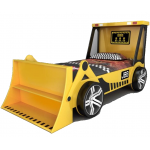 Pat in forma de Masina Tractor Bob The Builder cu lama pentru copii cu biblioteca si roti 3D - Premium High Gloss Quality Pat in forma de Masina Tractor Bob The Builder cu lama pentru copii cu biblioteca si roti 3D - Premium High Gloss Quality